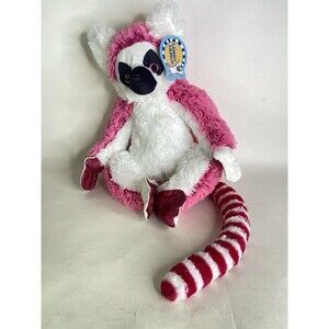 Toy Factory Lenny the Lemur Stuffed Animal Toy Pink White NEW